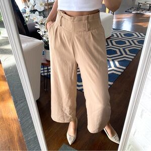 AMISU Elegant Beige High Rise Ankle Length Wide Leg Pant! 🍦
